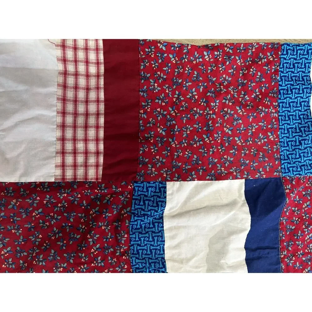 Americana Fourth of July Patchwork Quilted Reversible Cotton Table Runner